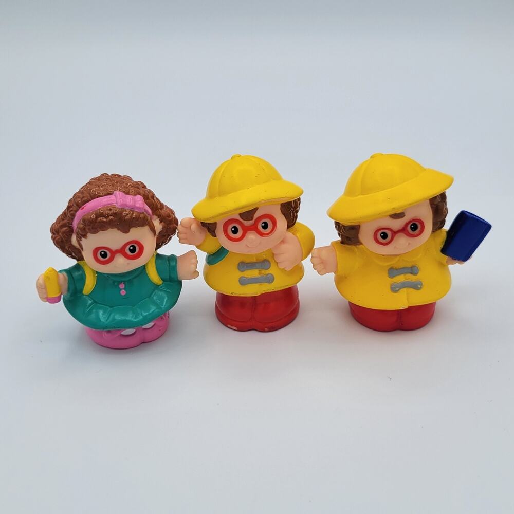 Fisher-Price Little People 3 Maggie Figures School Girl Raincoat